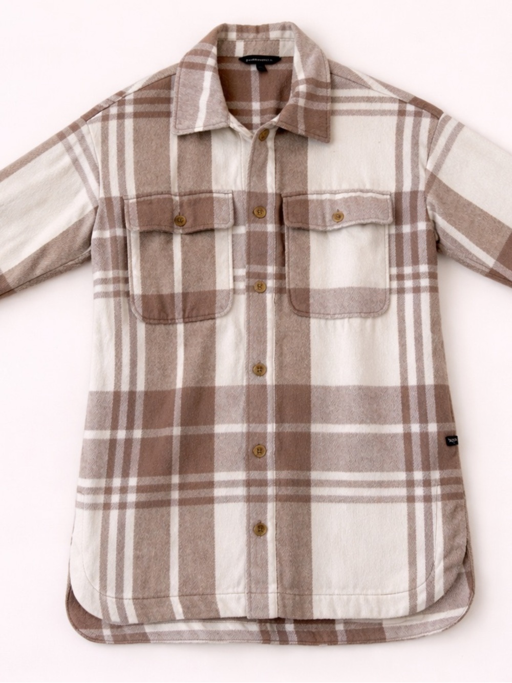 Banana Republic Women’s Plaid Button-Up Shacket in Cream & Taupe - Size Medium